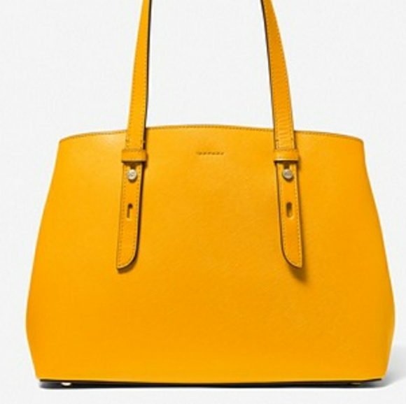 Michael Kors Mel Medium Leather Tote in Sun - Picture 2 of 3